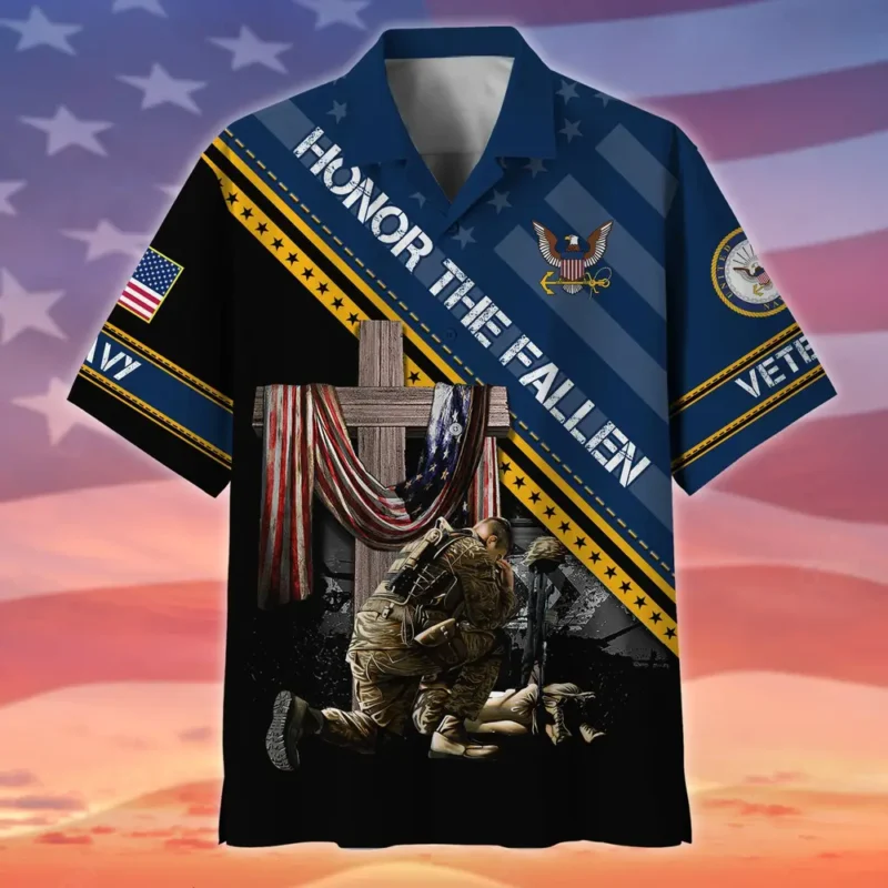 U.S. Navy Veteran  Patriotic Retired Soldiers Navy Veteran Apparel All Over Prints Oversized Hawaiian Shirt