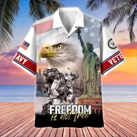 U.S. Navy Veteran  Patriotic Retired Soldiers Patriotic Attire For Military Retirees All Over Prints Oversized Hawaiian Shirt