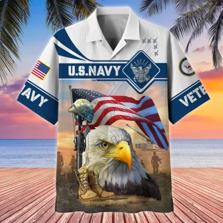 U.S. Navy Veteran  Patriotic Retired Soldiers Patriotic Clothing For Veteran Events All Over Prints Oversized Hawaiian Shirt