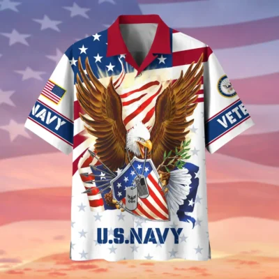 U.S. Navy Veteran  Patriotic Retired Soldiers Patriotic Clothing For Veteran Events All Over Prints Oversized Hawaiian Shirt