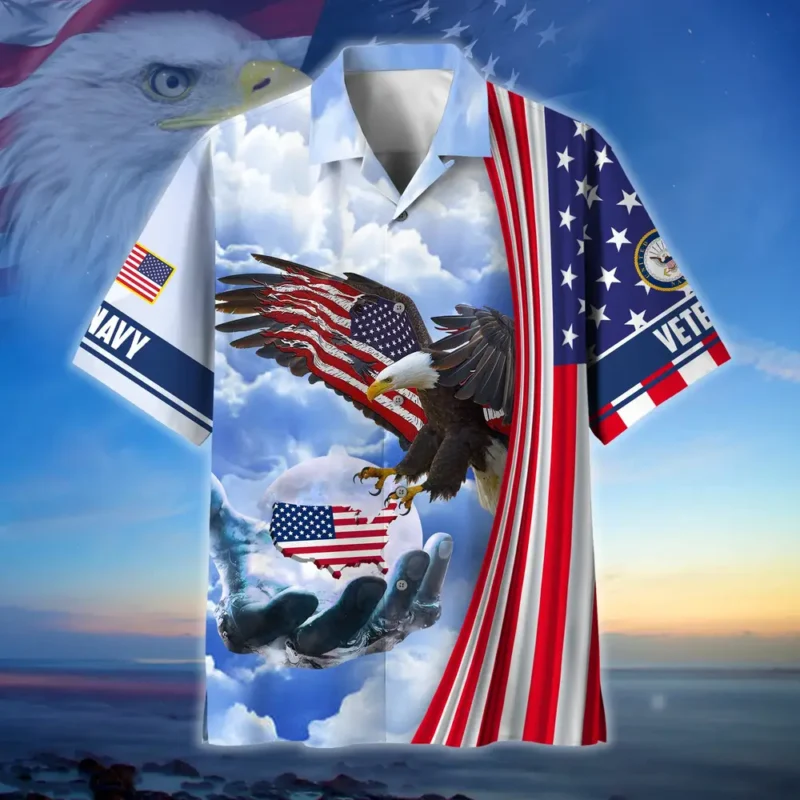 U.S. Navy Veteran  Patriotic Retired Soldiers Respectful Attire For Navy Service Members All Over Prints Oversized Hawaiian Shirt