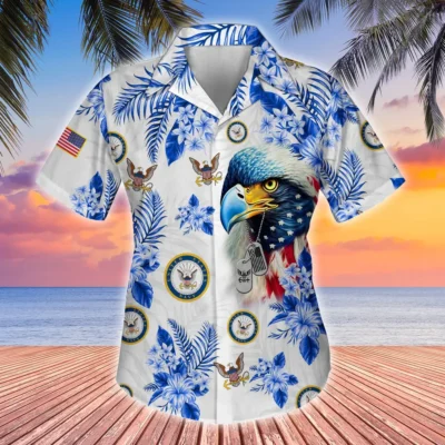 U.S. Navy Veteran  Patriotic Retired Soldiers Respectful Attire For Navy Service Members All Over Prints Oversized Hawaiian Shirt