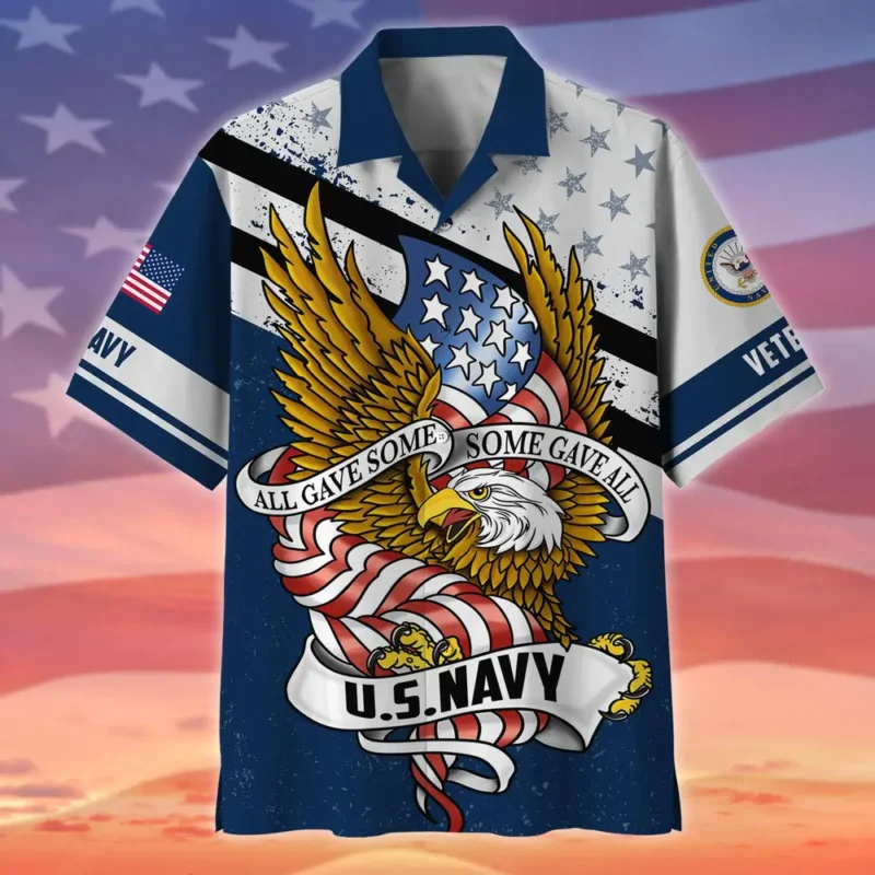 U.S. Navy Veteran Veteran Pride Military Inspired Clothing For Veterans All Over Prints Oversized Hawaiian Shirt