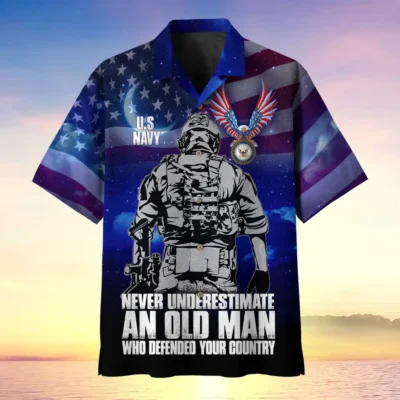 U.S. Navy Veteran Veteran Pride Military Inspired Clothing For Veterans All Over Prints Oversized Hawaiian Shirt