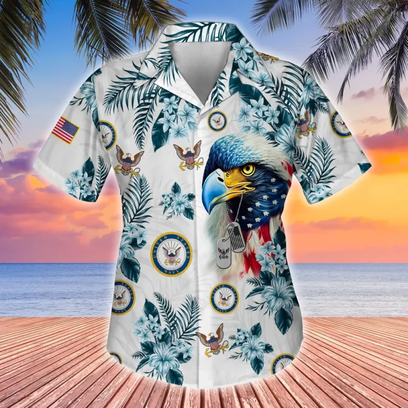 U.S. Navy Veteran Veteran Pride Patriotic Attire For Military Retirees All Over Prints Oversized Hawaiian Shirt