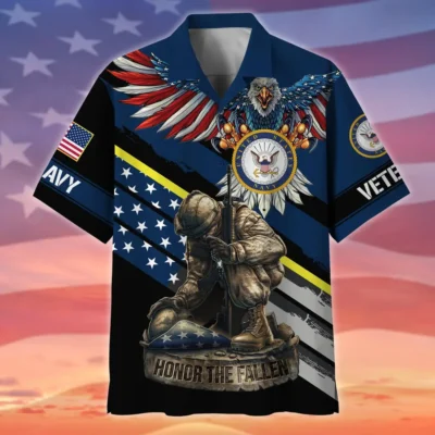 U.S. Navy Veteran Veteran Pride Patriotic Attire For Military Retirees All Over Prints Oversized Hawaiian Shirt