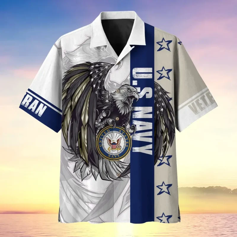 U.S. Navy Veteran Veteran Pride Patriotic Clothing For Veteran Events All Over Prints Oversized Hawaiian Shirt