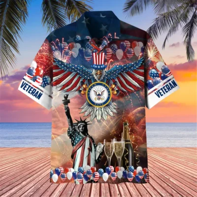 U.S. Navy Veteran Veteran Pride Respectful Attire For Navy Service Members All Over Prints Oversized Hawaiian Shirt