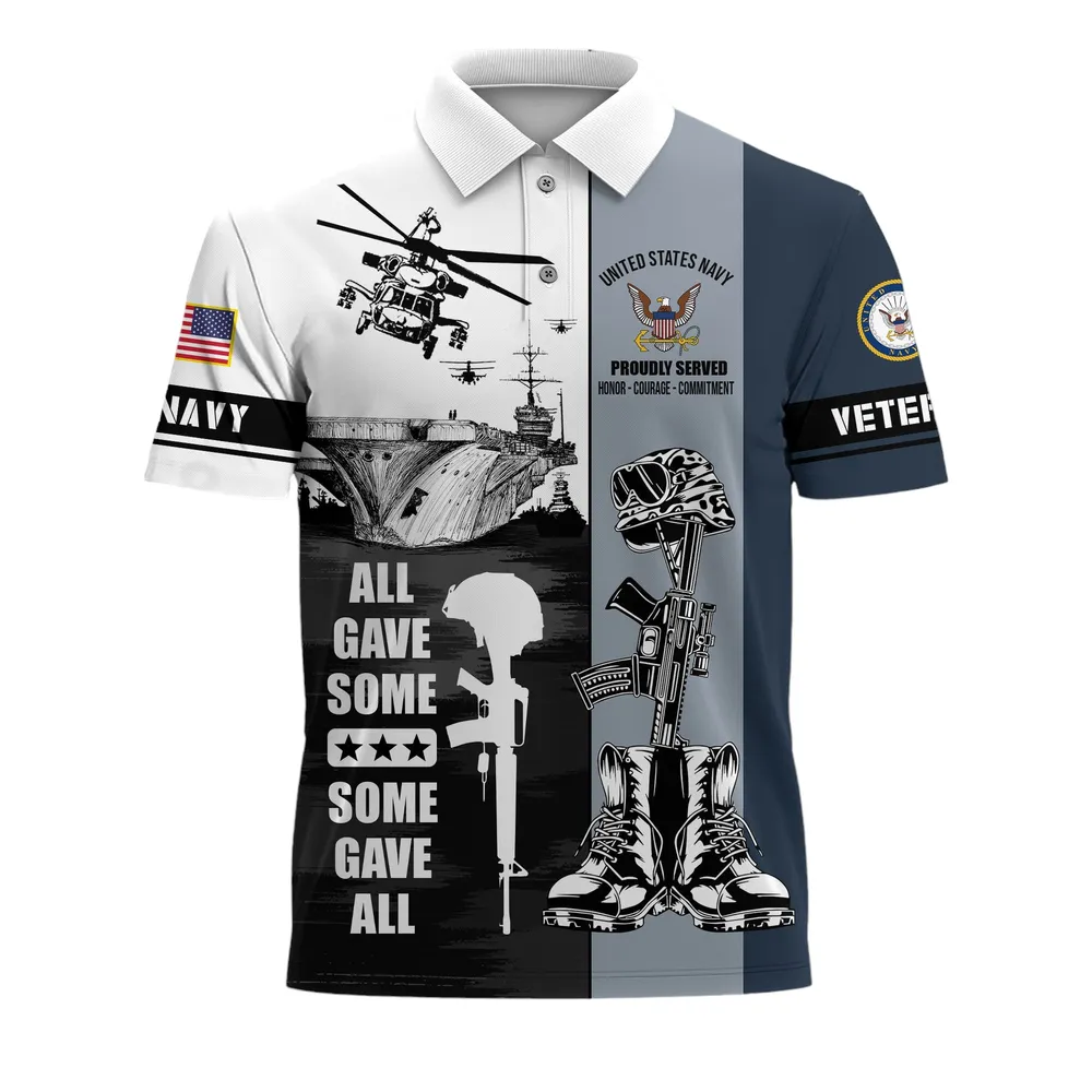 United States Navy Short Polo Shirts U.S. Veterans Honoring All Who Served All Over Prints Shirt