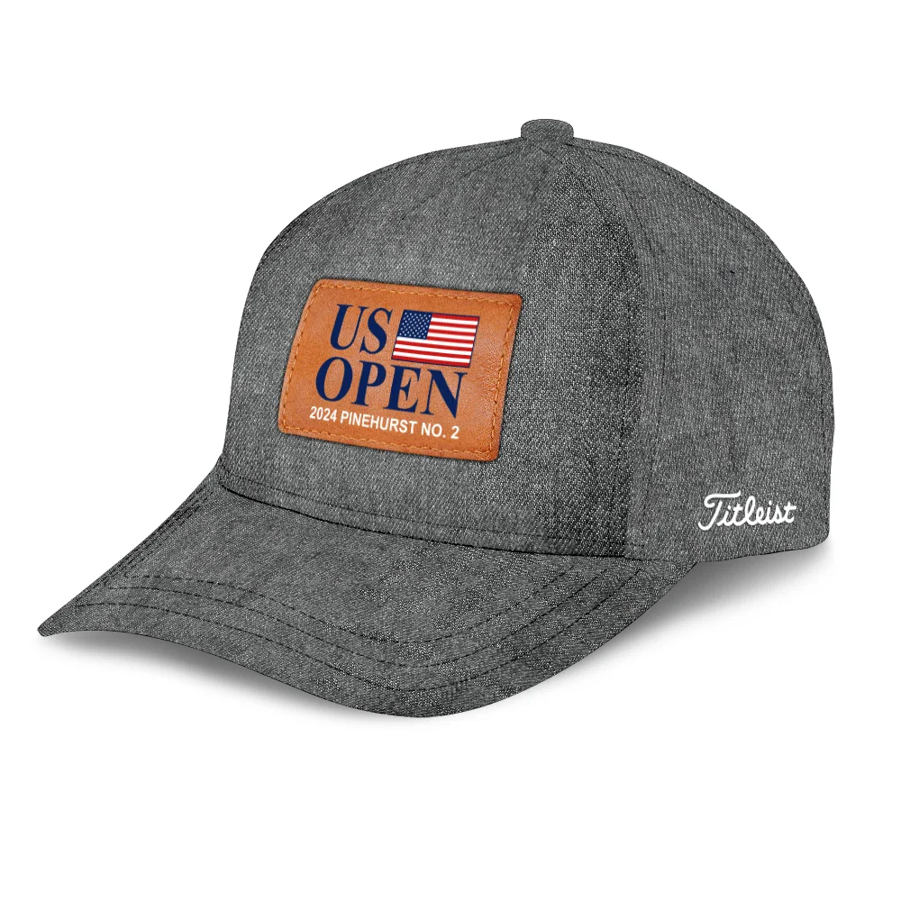 Titleist Grey Jeans Texture Label Leather 124th U.S. Open Pinehurst Golf Style Classic Golf All over Print Cap