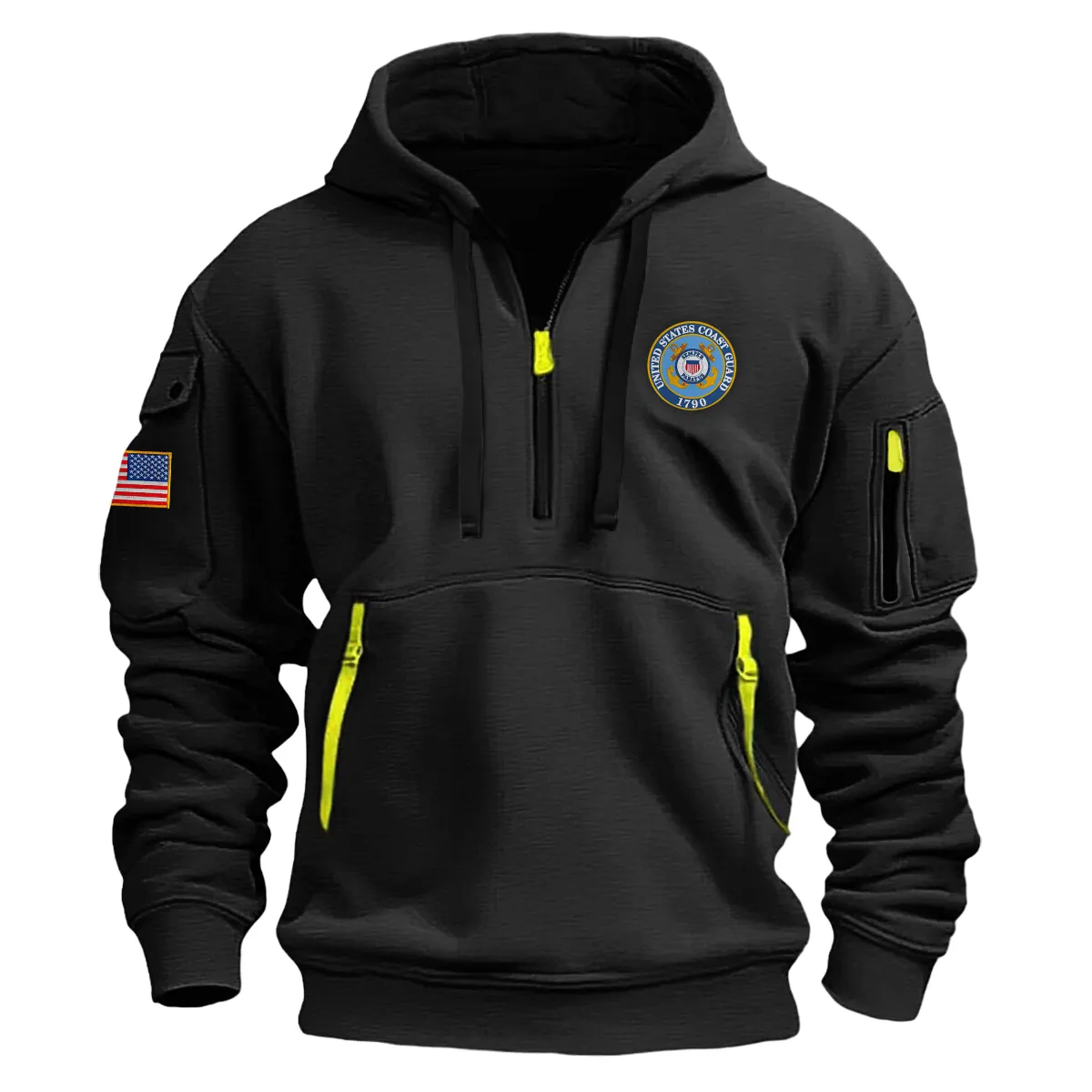 US Military All Branches U.S. Coast Guard Fashion Hoodie Half Zipper