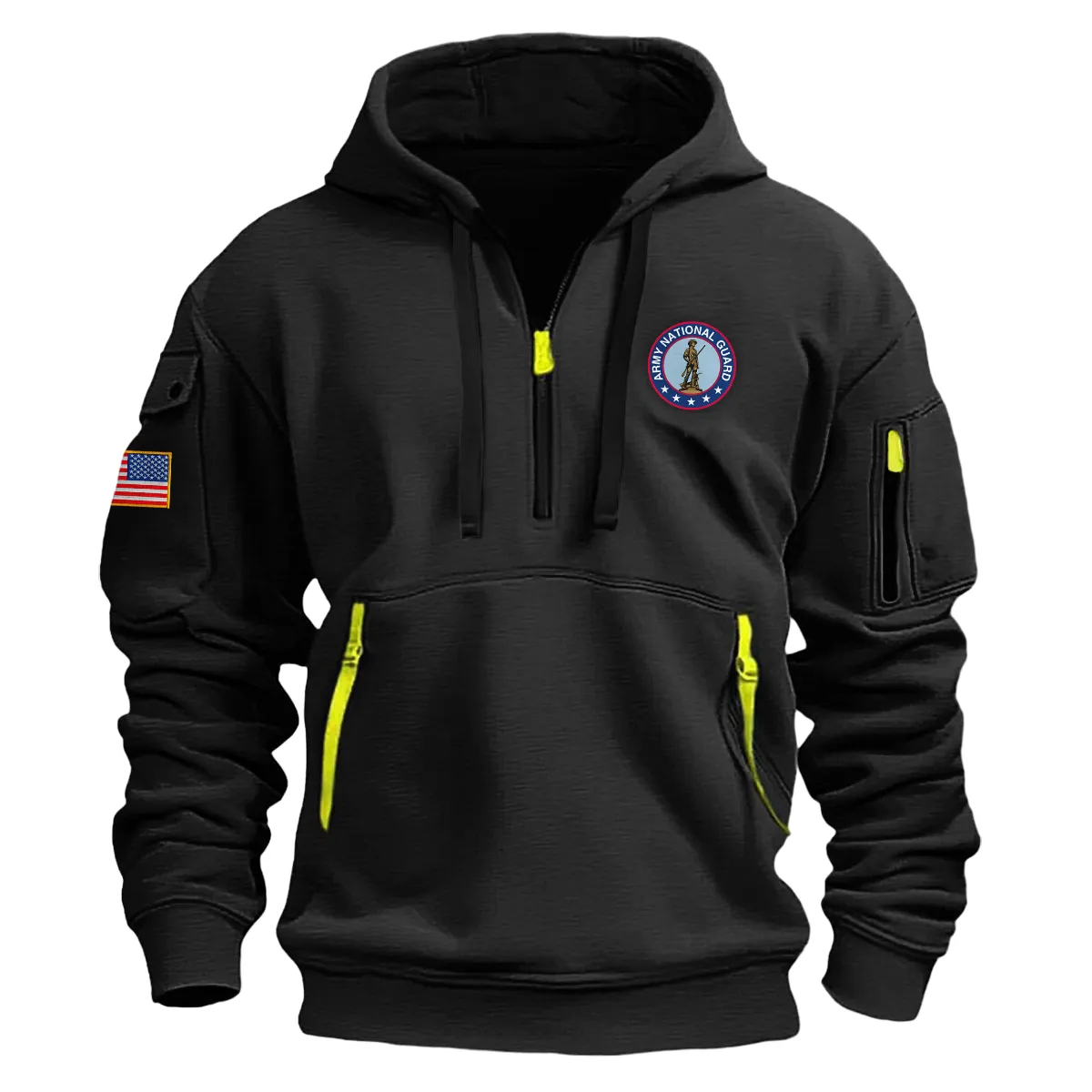 US Military All Branches U.S. Army National Guard Fashion Hoodie Half Zipper