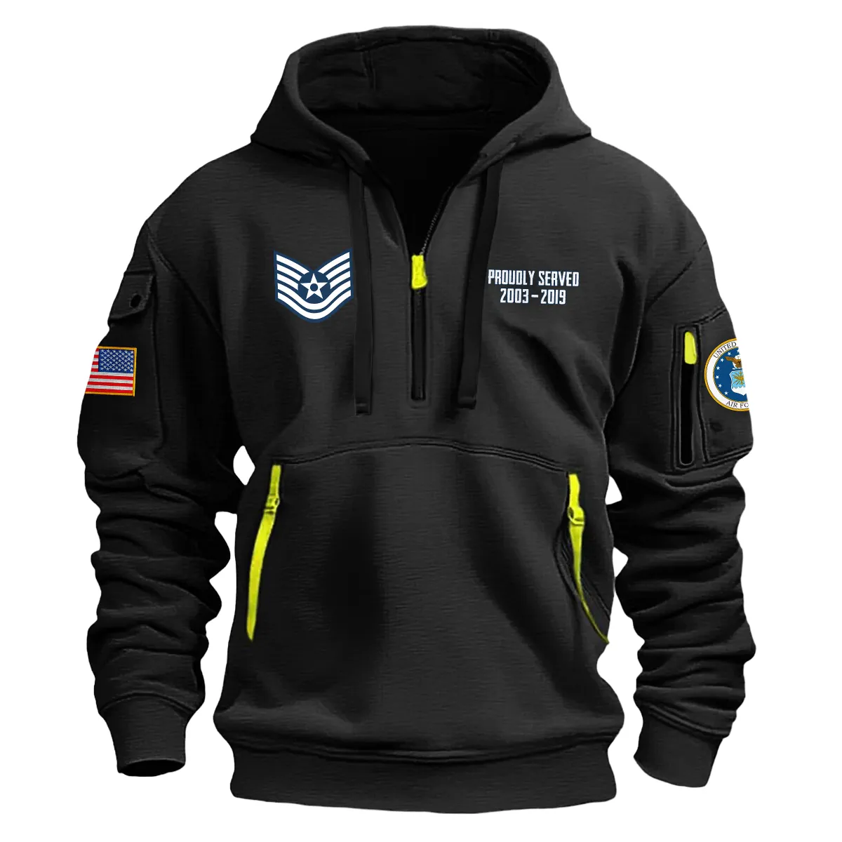 US Military All Branches! Personalized Gift E3-A1C U.S. Air Force Fashion Hoodie Half Zipper