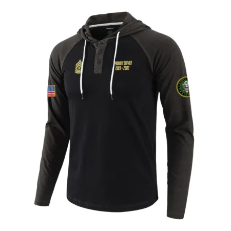 Proudly Served E8-MSG Personalized Gift U.S. Army Buttoned Hoodie