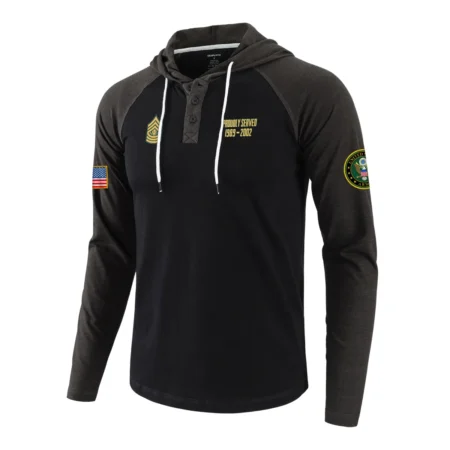 Proudly Served E9S-SMA Personalized Gift U.S. Army Buttoned Hoodie