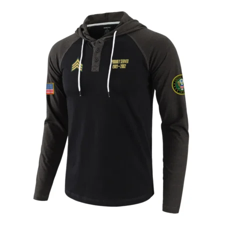 Proudly Served E5-SGT Personalized Gift U.S. Army Buttoned Hoodie