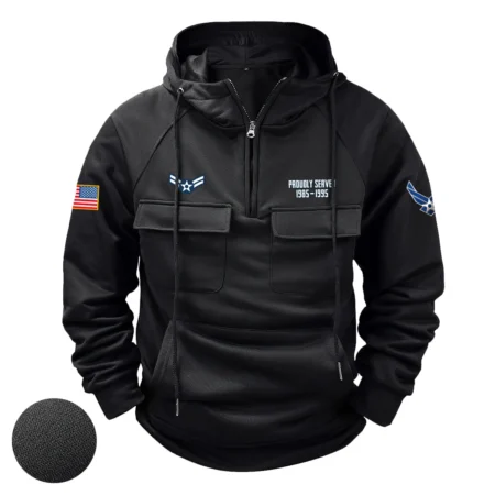 Proudly Served E4-SRA Personalized Gift U.S. Air Force Tactical Quarter Zip Hoodie BLVTR140624A01AF6