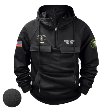 Proudly Served Personalized Gift Veteran U.S. Army Tactical Quarter Zip Hoodie