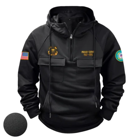 Proudly Served Personalized Gift U.S. Navy Tactical Quarter Zip Hoodie