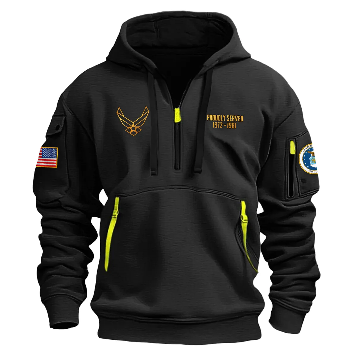 US Military All Branches! Personalized Gift U.S. Marine Corps Fashion Hoodie Half Zipper