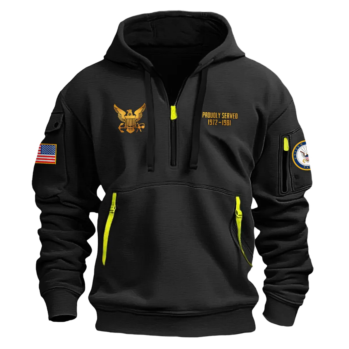 US Military All Branches! Personalized Gift Petty Officer 2nd Class U.S. Navy Fashion Hoodie Half Zipper