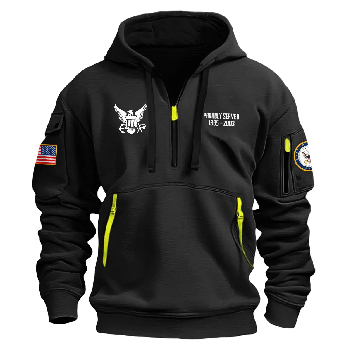 US Military All Branches! Personalized Gift MCPON U.S. Navy Fashion Hoodie Half Zipper