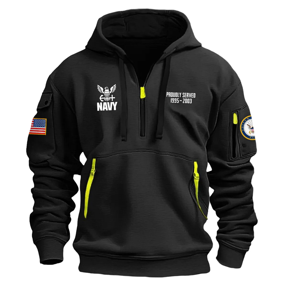 US Military All Branches! Personalized Gift CPO U.S. Navy Fashion Hoodie Half Zipper
