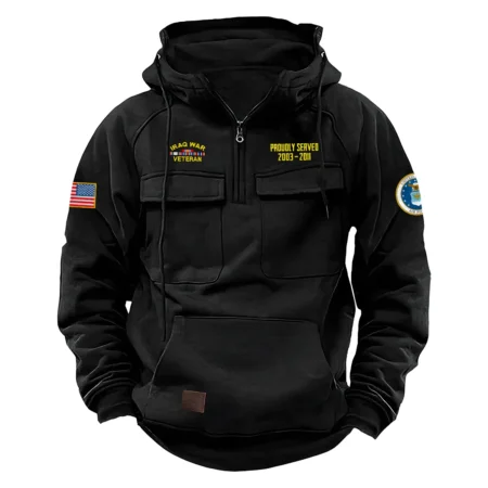 Proudly Served Personalized Gift Iraq War Veteran U.S. Army Tactical Quarter Zip Hoodie
