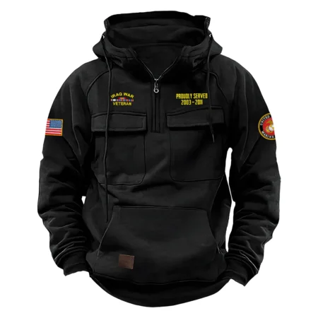 Proudly Served Personalized Gift Iraq War Veteran U.S. Army Tactical Quarter Zip Hoodie