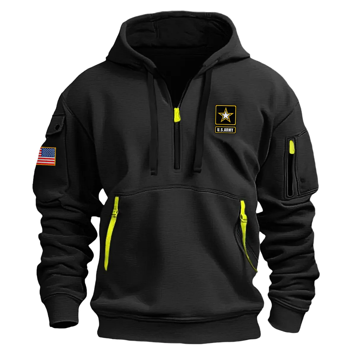 US Military All Branches U.S. Army Fashion Hoodie Half Zipper