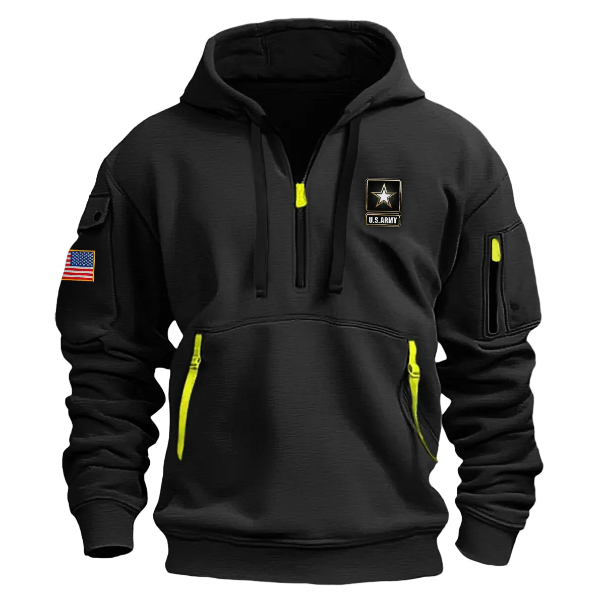 US Military All Branches U.S. Army Fashion Hoodie Half Zipper