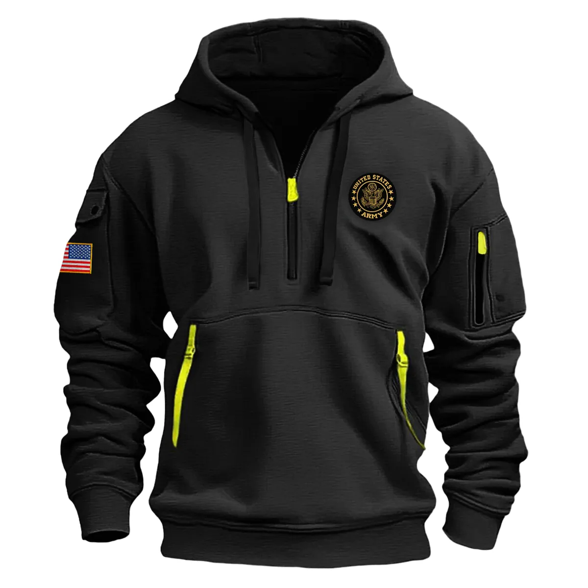 US Military All Branches U.S. Army Fashion Hoodie Half Zipper