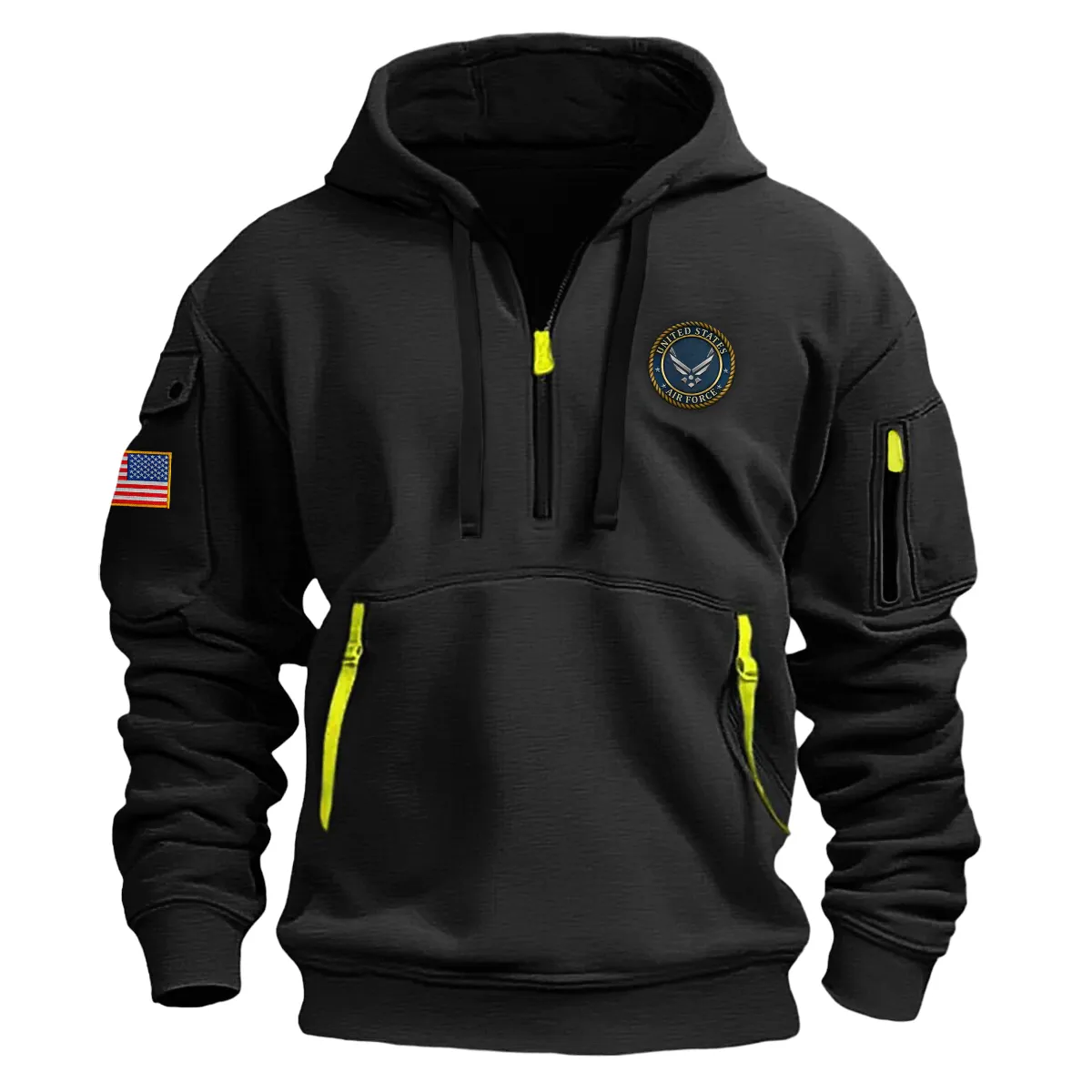 US Military All Branches U.S. Air Force Fashion Hoodie Half Zipper