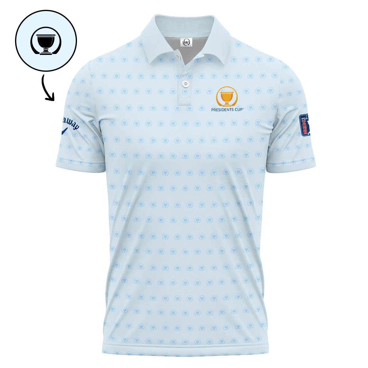Presidents Cup Light Blue Golf Purple Patern Background Callaway Zipper Polo Shirt Style Classic