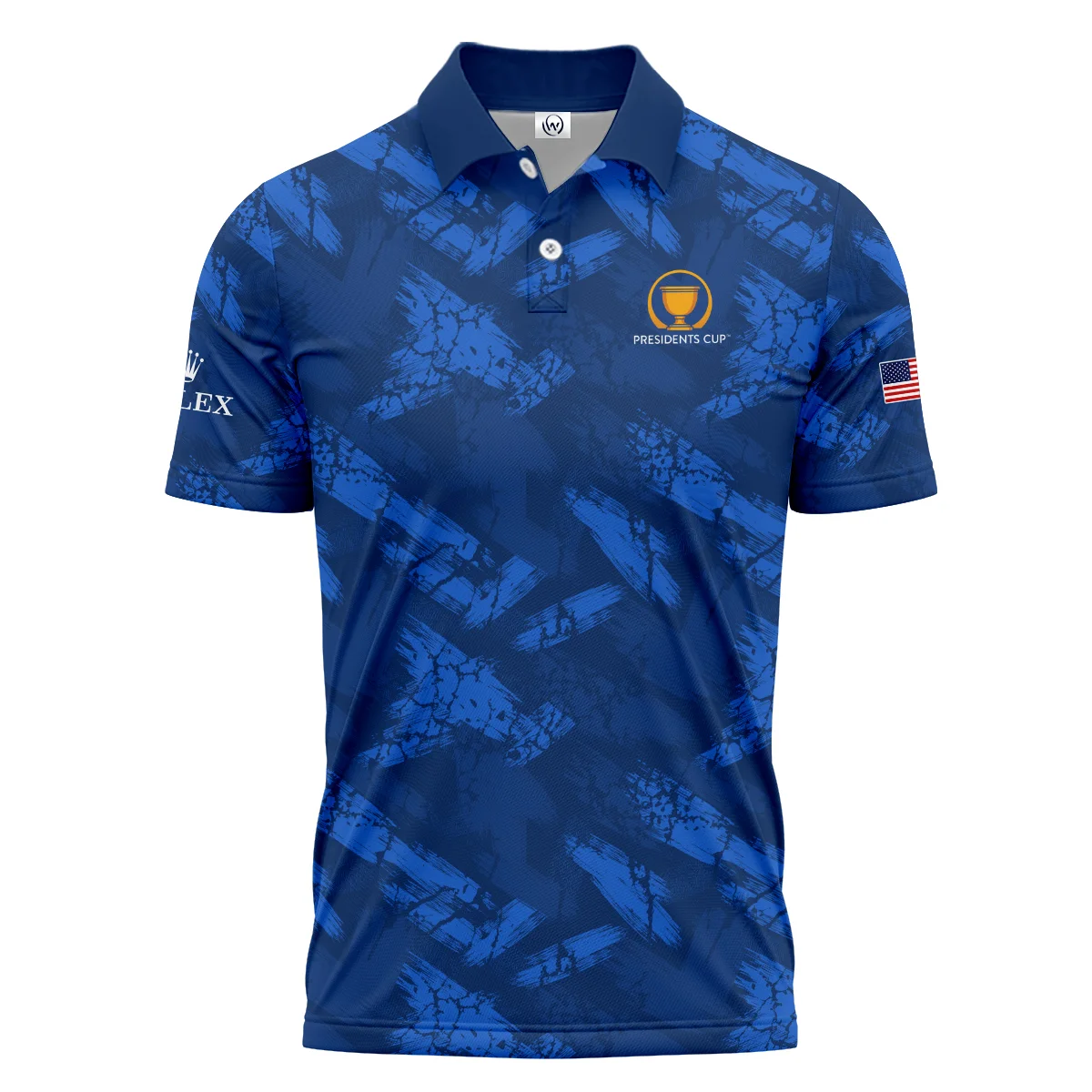 Golf Dark Blue With Grunge Pattern Presidents Cup Rolex Polo Shirt All Over Prints HOPDC210624A01ROXPL