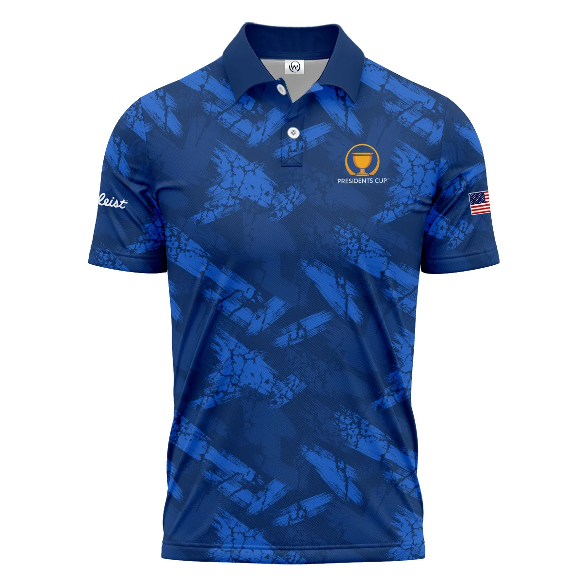 Golf Dark Blue With Grunge Pattern Presidents Cup Titleist Vneck Polo Shirt All Over Prints  HOPDC210624A01TLZVPL
