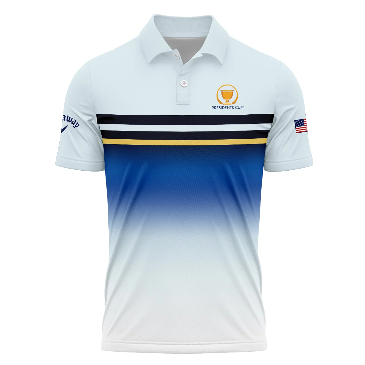 Presidents Cup Golf Light Blue Black Yellow Line Pattern Callaway Vneck Polo Shirt All Over Prints  HOPDC240624A01CLWZVPL