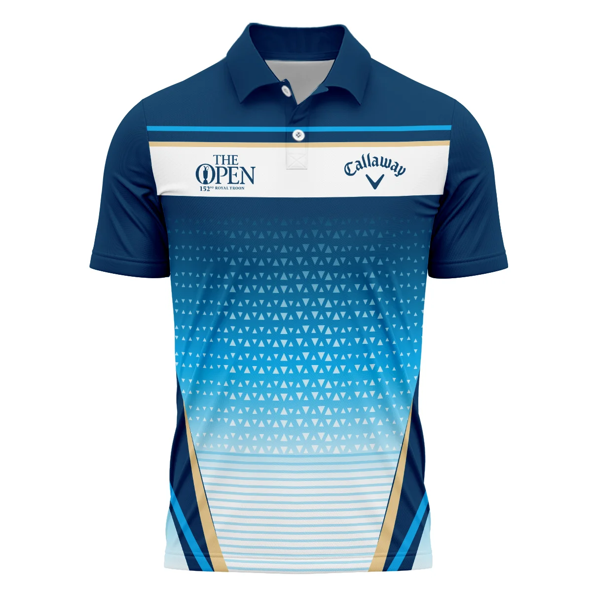 152nd The Open Championship Golf Blue Yellow White Pattern Background Callaway Vneck Polo Shirt All Over Prints  HOTOP250624A01CLWZVPL