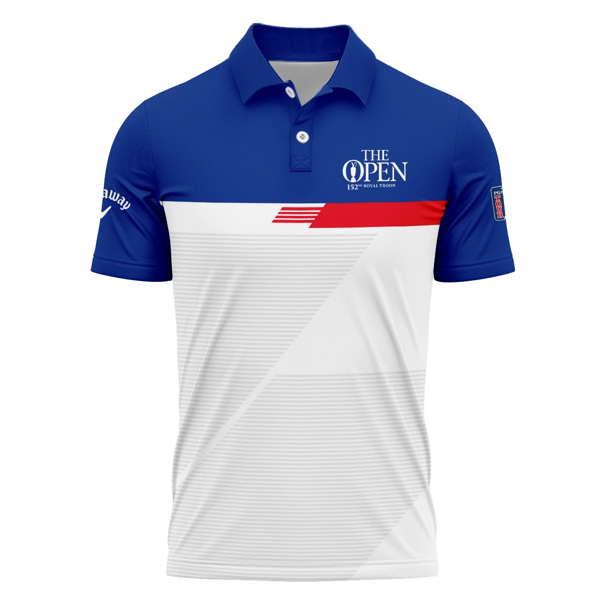 152nd Open Championship Golf Blue Red White Line Pattern Background Zipper Polo Shirt All Over Prints HOTOP260624A01CLWZPL