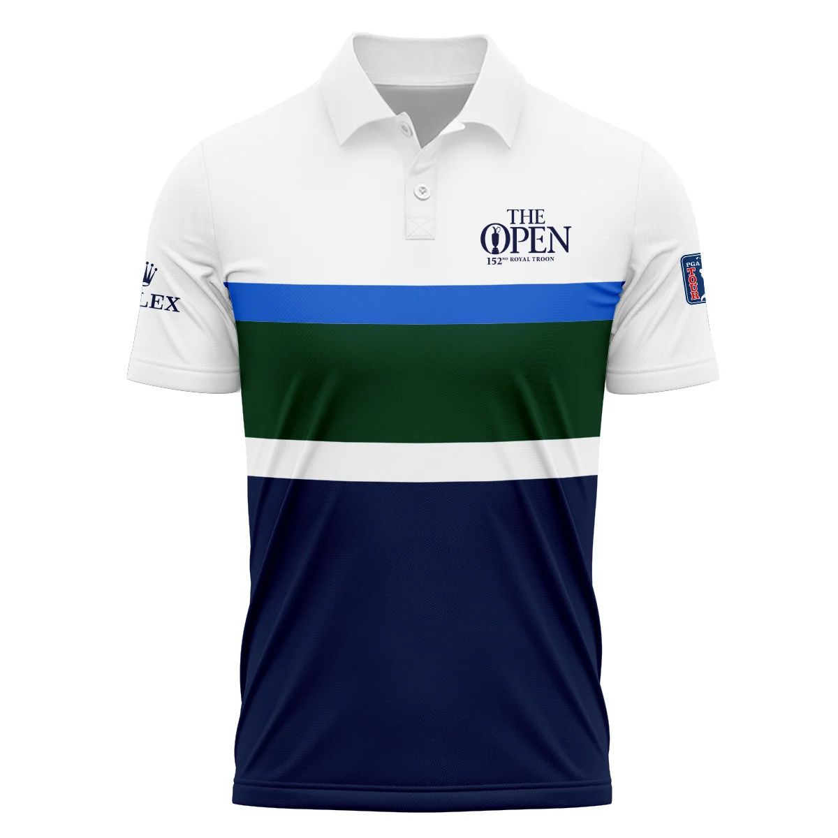 White Blue Green Background Rolex 152nd Open Championship Polo Shirt All Over Prints HOTOP270624A01ROXPL