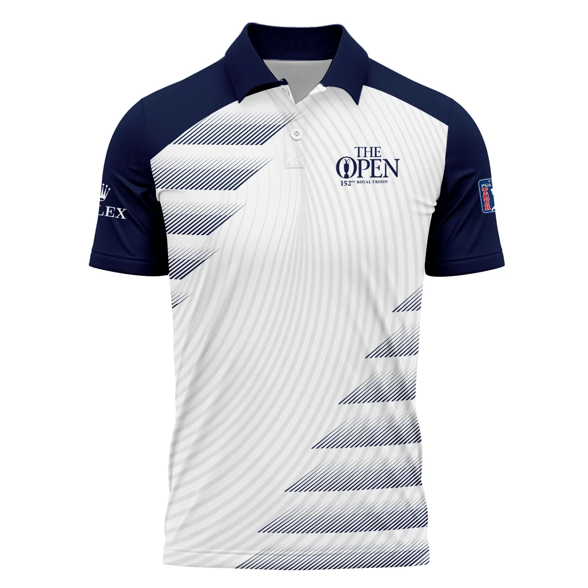 Rolex 152nd Open Championship Blue White Line Pattern Polo Shirt All Over Prints HOTOP280624A02ROXPL