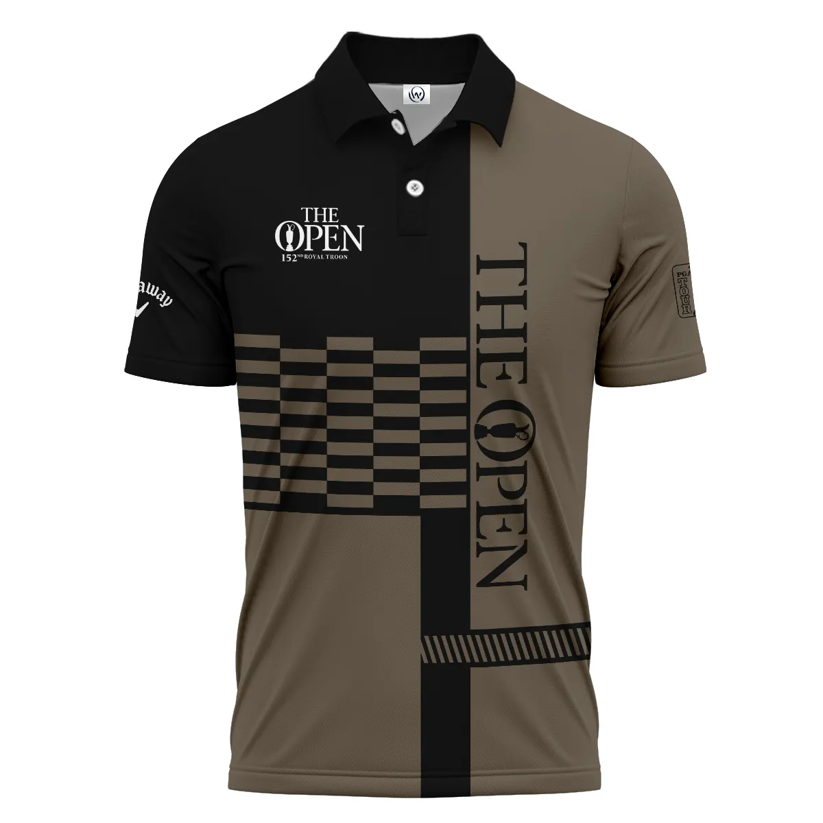 Golf Brown Color 152nd Open Championship Pinehurst Callaway Vneck Polo Shirt All Over Prints  QTTOP206A2CLWZVPL
