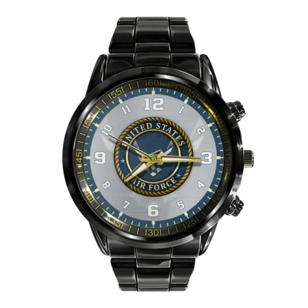 U.S. Air Force Black Stainless Steel Watch All Over Print BLVTR060524A01AF1