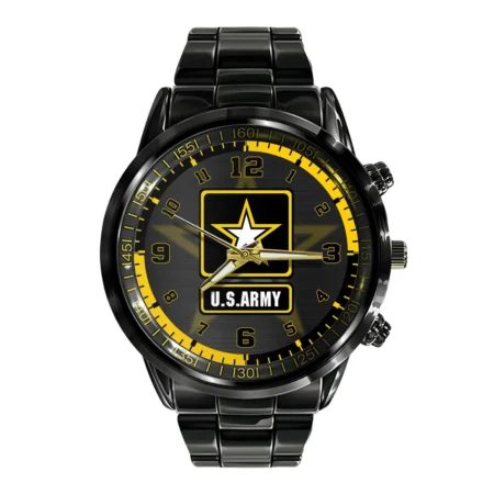 U.S. Army Black Stainless Steel Watch All Over Print BLVTR060524A01AM3