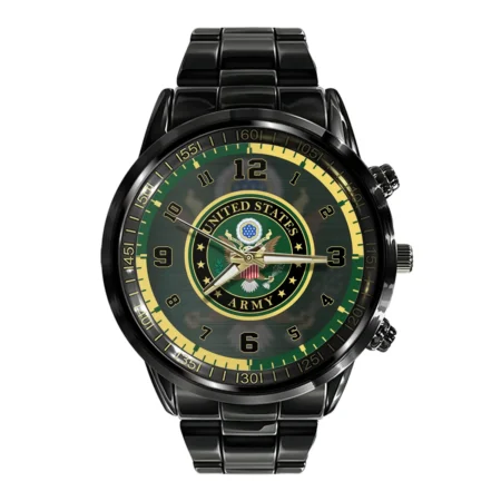 U.S. Army Black Stainless Steel Watch All Over Print BLVTR060524A01AM2
