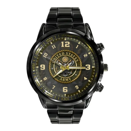 U.S. Army Black Stainless Steel Watch All Over Print BLVTR060524A01AM1