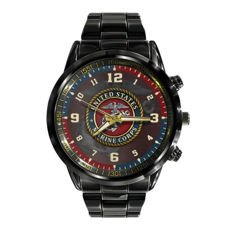 U.S. Marine Corps Black Stainless Steel Watch All Over Print BLVTR060524A01MC3