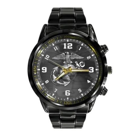 U.S. Marine Corps Black Stainless Steel Watch All Over Print BLVTR060524A01MC1