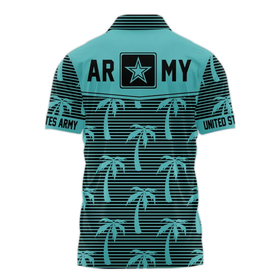Hawaii Palm Tree Pattern Summer Beach Shirt Veteran U.S. Army All Over Prints Polo Shirt
