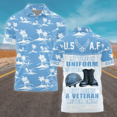 Hawaii Pattern Summer Beach Shirt Veteran U.S. Air Force All Over Prints Polo Shirt